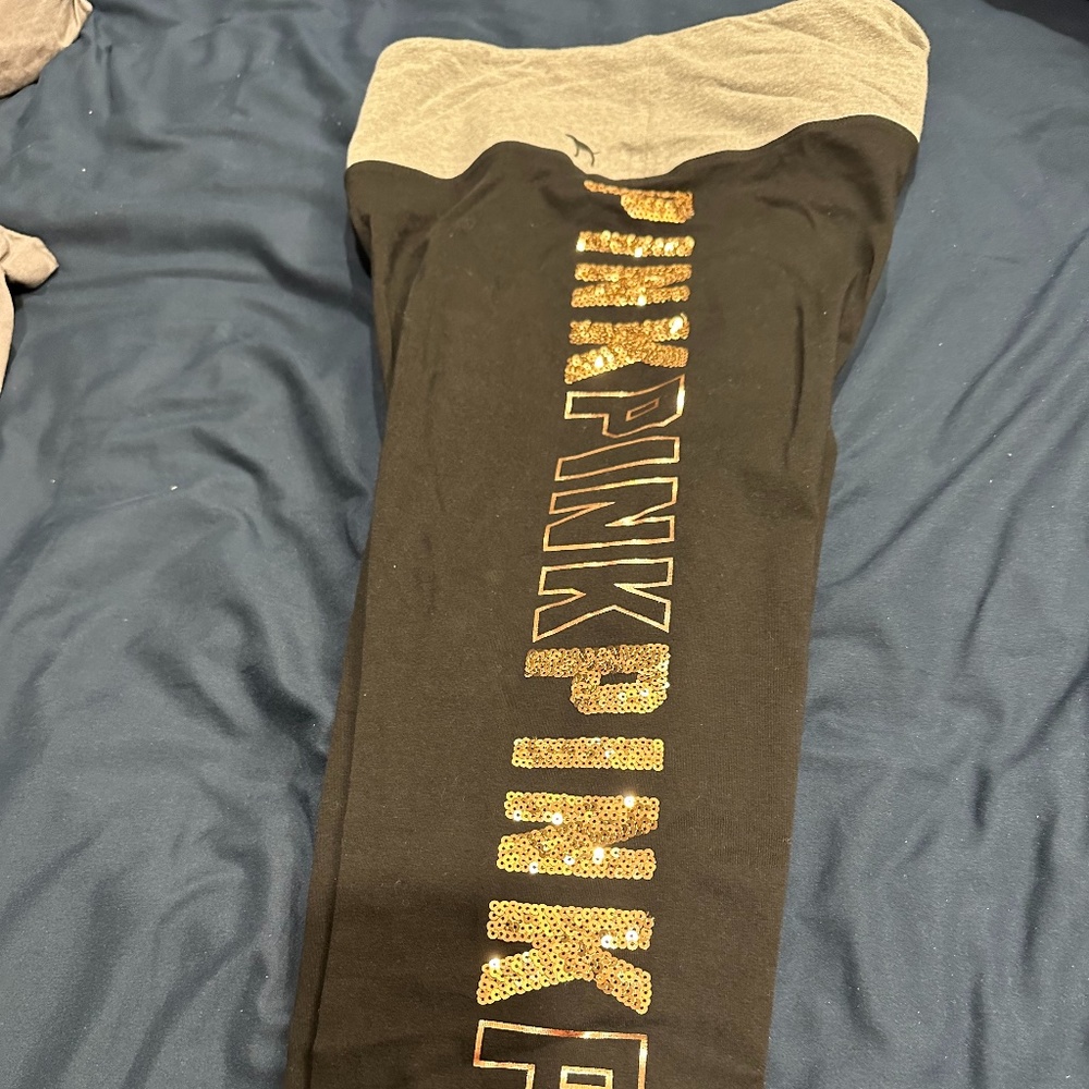 PINK leggings with bling down one side